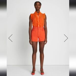 7 For All Mankind Orange Jean Shorts with Frayed Hem